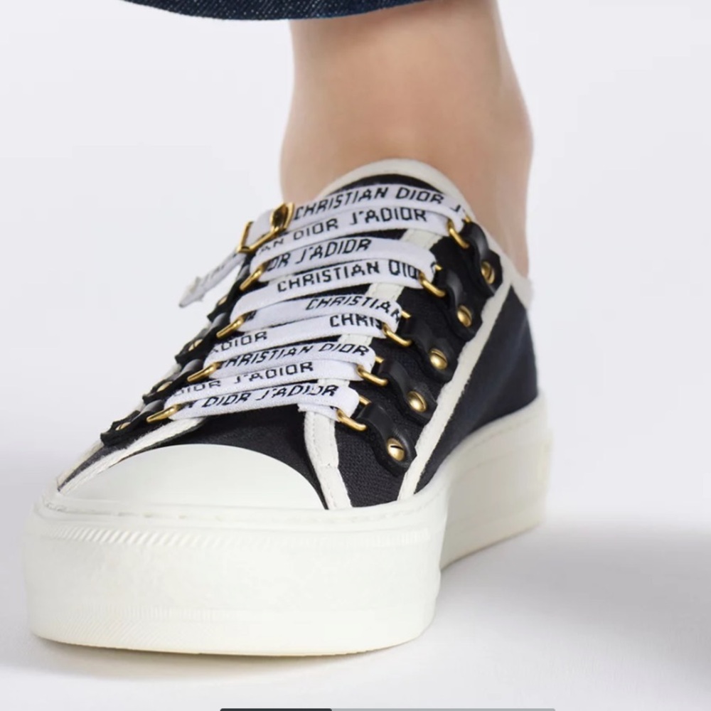 Dior Black and White Canvas Sneakers Walk'n'Dior New in Box 38.5 - Picture 2 of 14